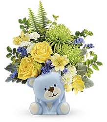 Joyful Blue Bear Bouquet from Swindler and Sons Florists in Wilmington, OH
